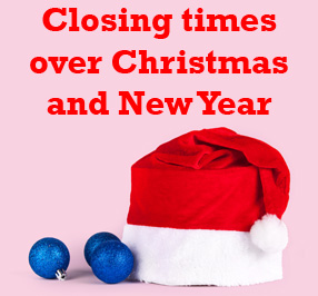 Closing times over Christmas and New Year