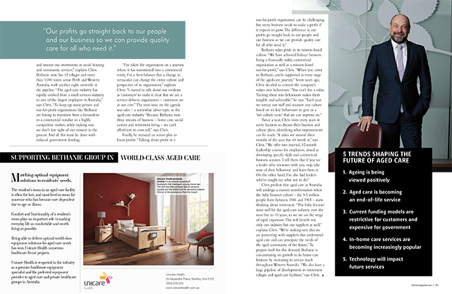 CEO Magazine Unicare Health Bethanie Group
