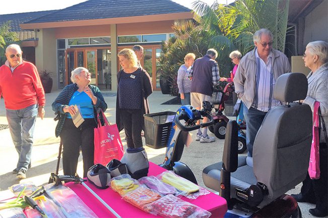 Arcadia Waters Retirement Village invites Unicare Health to put up aged care equipment display to promote independent living.