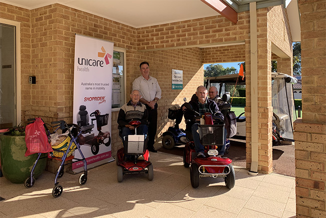 Lend Lease Timberside Villas invites Unicare Health to put up aged care equipment display for residents.