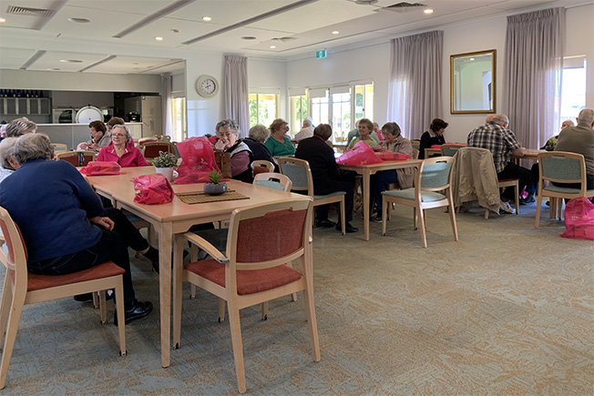 Lend Lease Timberside Villas invites Unicare Health to put up aged care equipment display for residents.